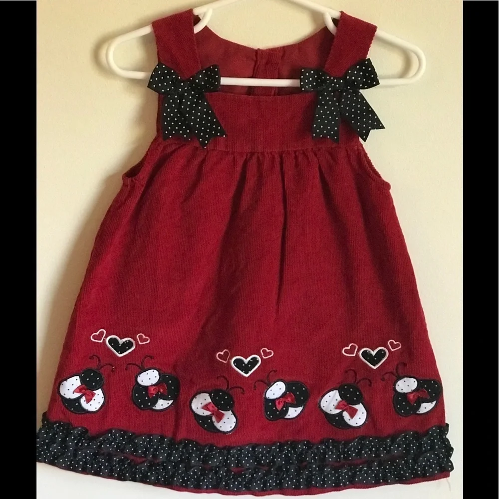Rare 80’s Vintage Ladybug Appliqué Toddler Dress